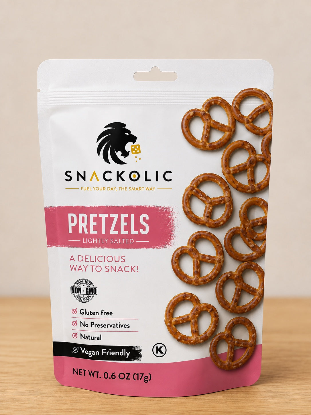 Snackolic Lightly Salted Pretzels package