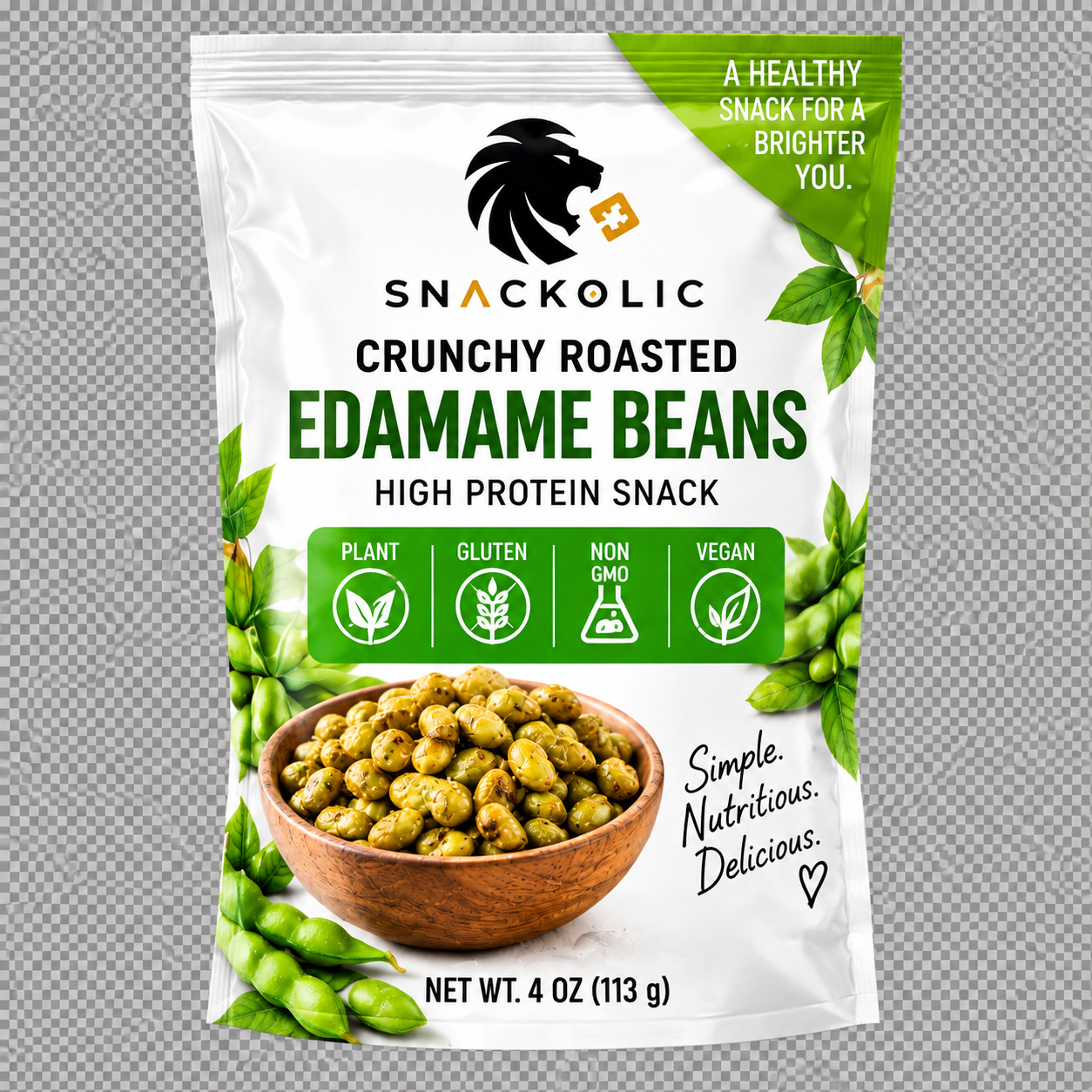 Snackolic Crunchy Roasted Edamame Beans package