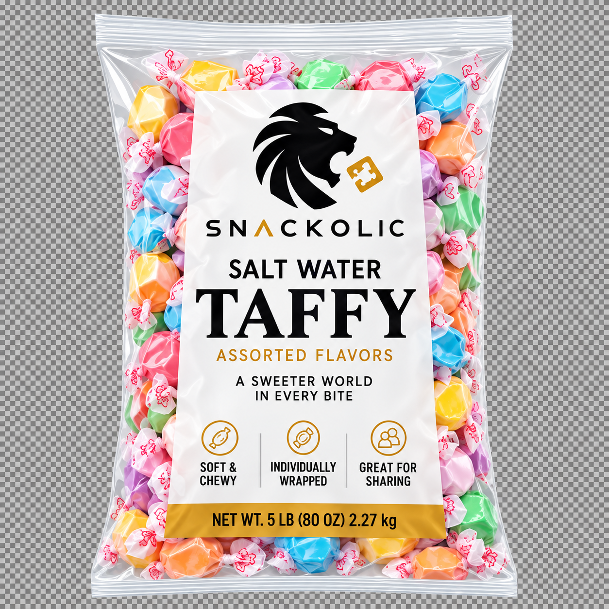 Snackolic Gourmet Salt Water Taffy package